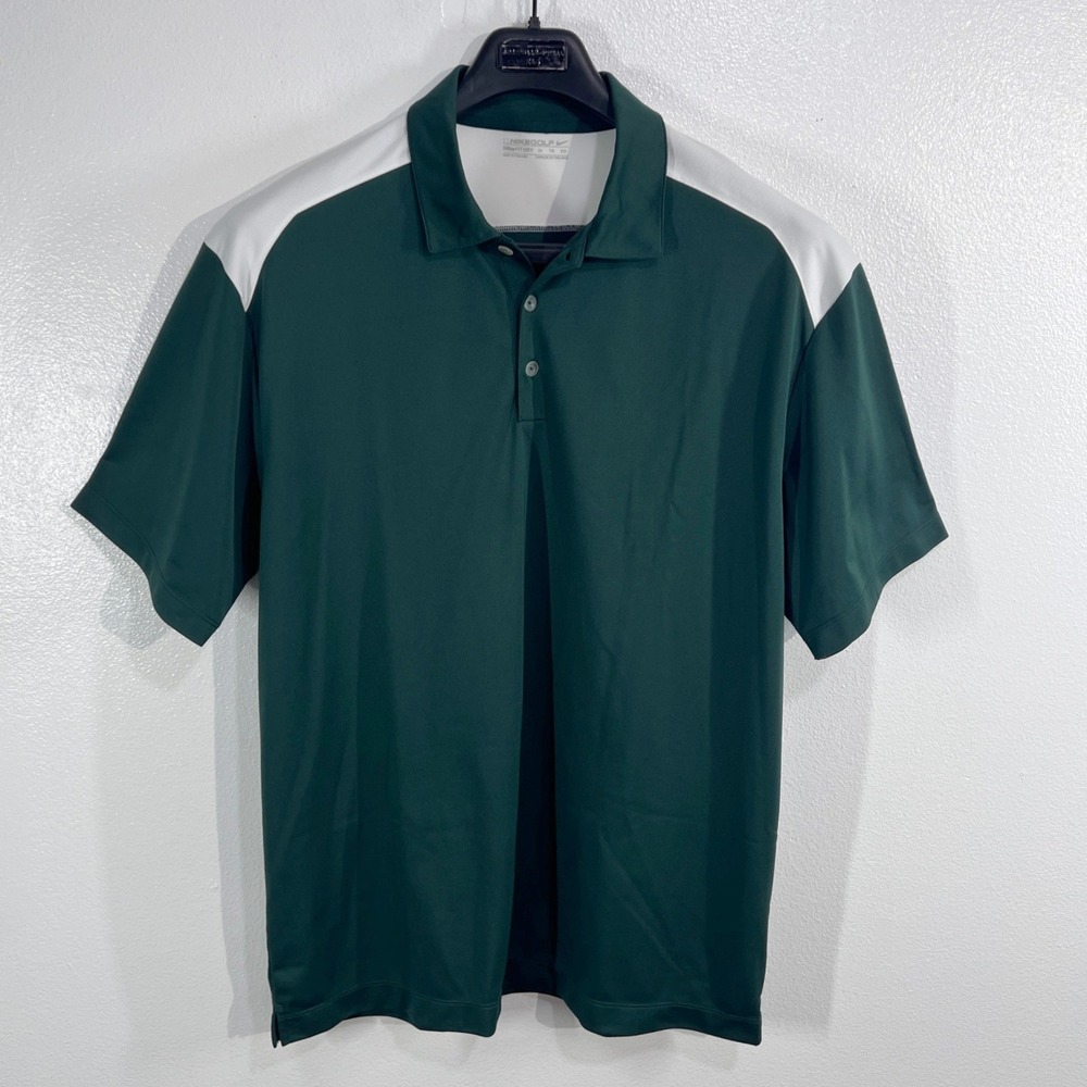 Nike Golf Fit Dry Polo Performance Shirt Mens XL Green White Colorblock Casual
